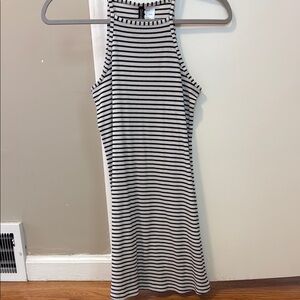 Divided Black and White Sheath Mini Dress